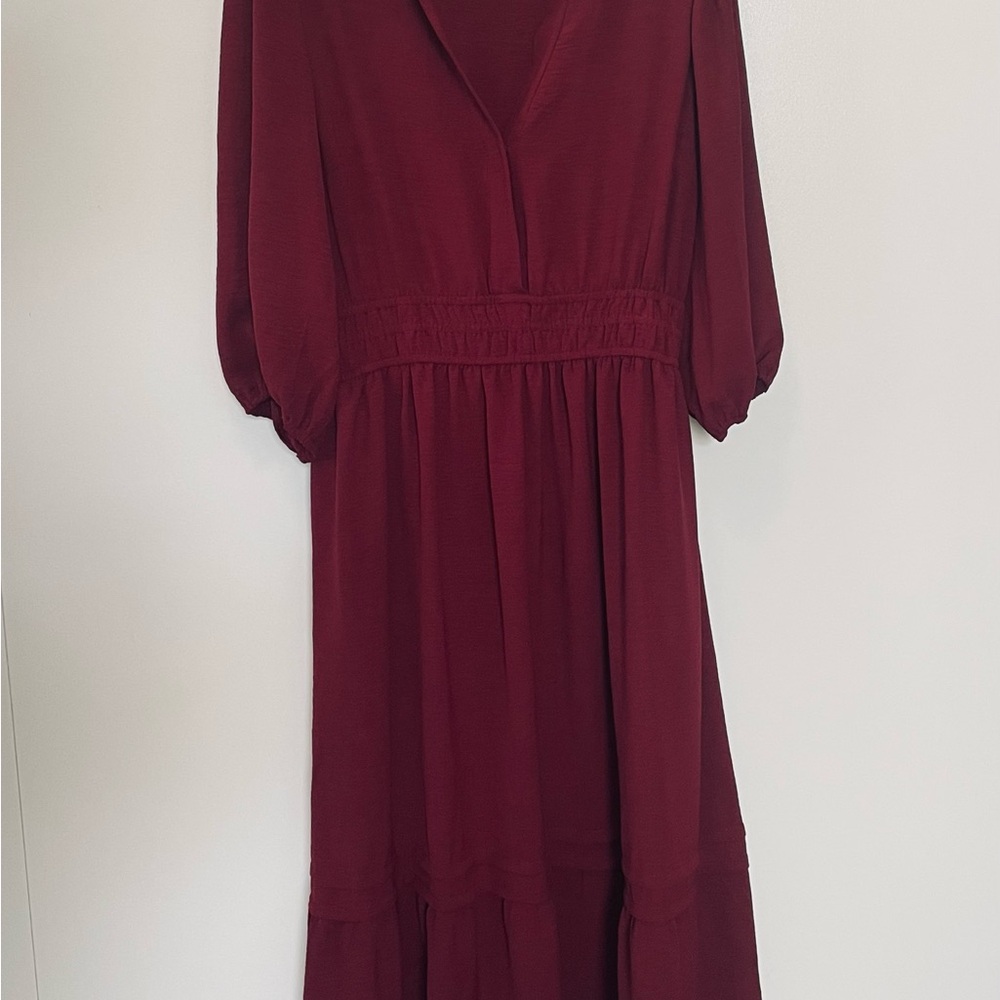 Torrid Deep Red Long Sleeve Boho-Midi Dress